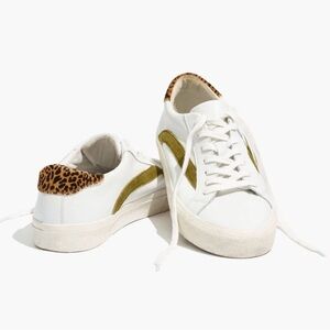 Madewell low top Leopard Accent White Sneakers